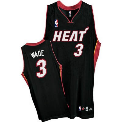 NBA Miami Heat 3 Dwyane Wade Authentic Black Jersey